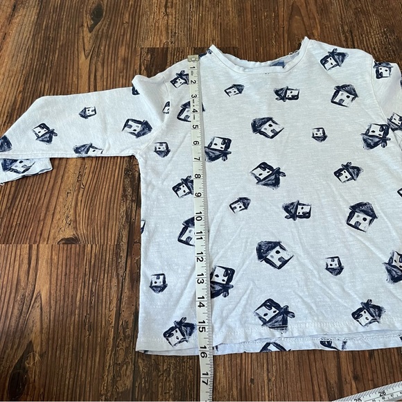 Zara Baby Boy Watercolor House Long Sleeve Blue Shirt Size 3/4 Years - Picture 4 of 8